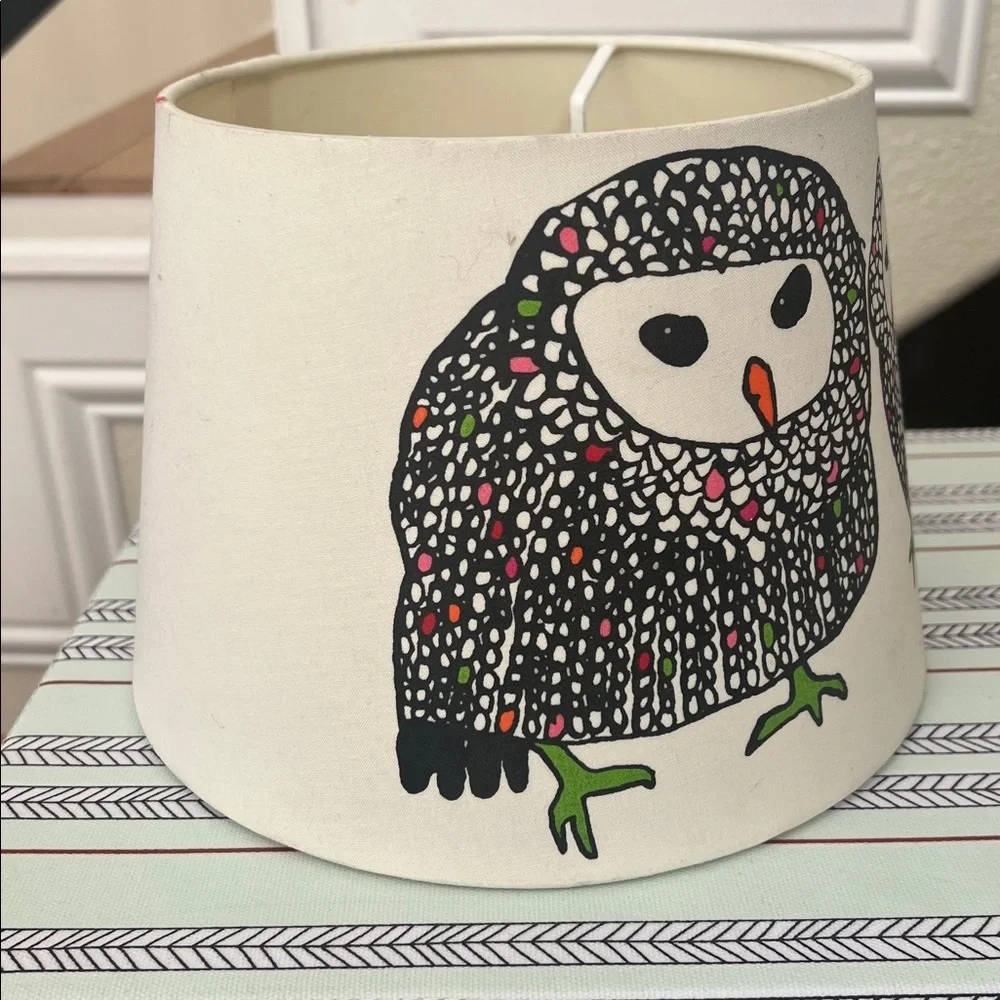 IKEA Gulort Owl Motif White Canvas Bird Print Home Decorative Lamp Shade